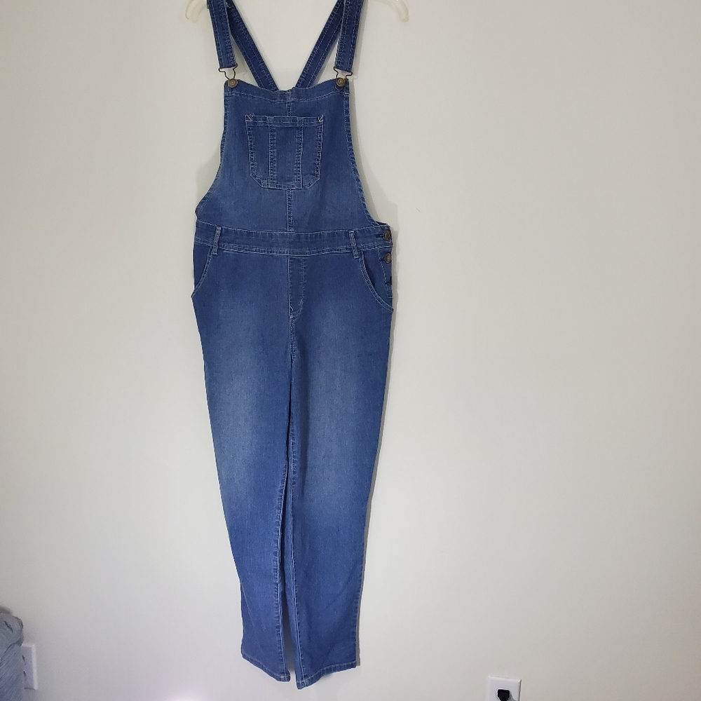 Angels Women's Blue Denim Overalls, Size Medium